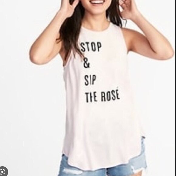 Old Navy Tops - Old Navy Swing Tank Top Stop & Sip the Rose Light Pink